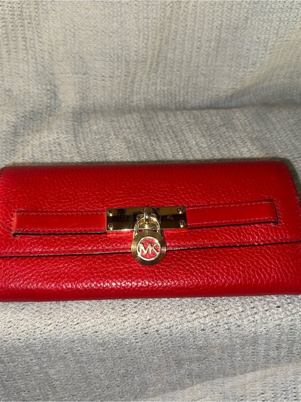 Michael Kors Red Leather Continental Wallet with Gold Hardware